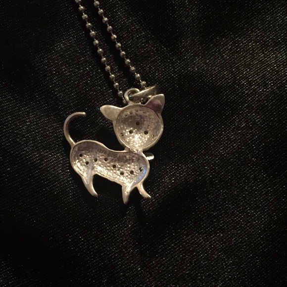 Silver Cat Pendant Necklace Accented with Diamonds - Picture 9 of 9